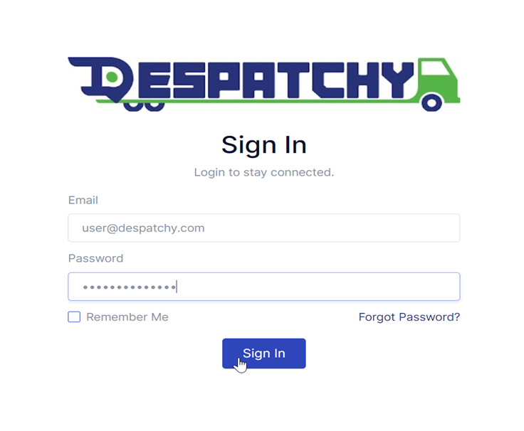 Filled login form, 